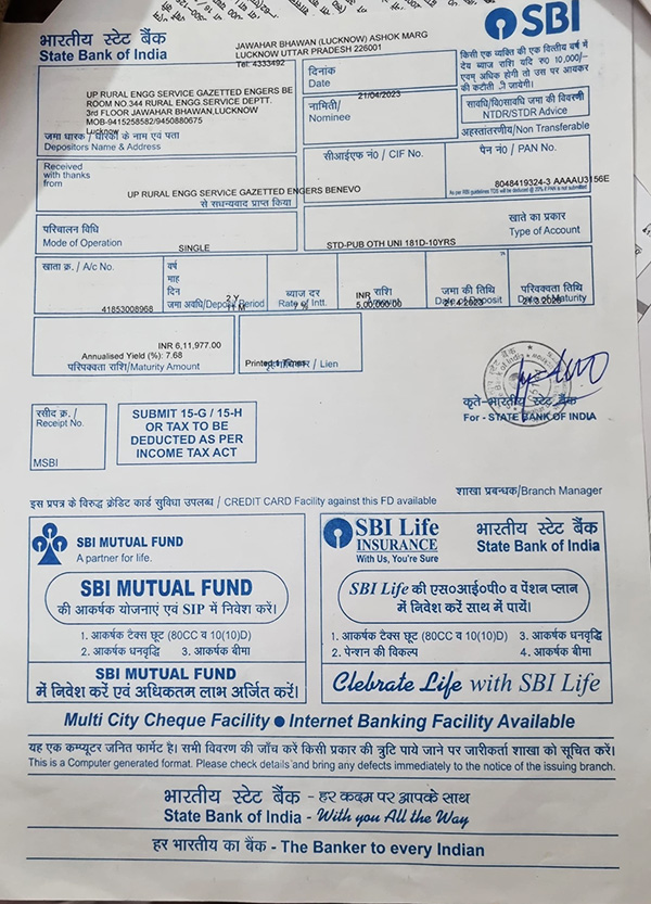 FDR of ₹ 40 Lakhs